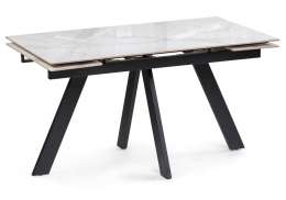 Керамический стол Невис 140(200)х80х76 creto statuario cara polished / черный (80x76)